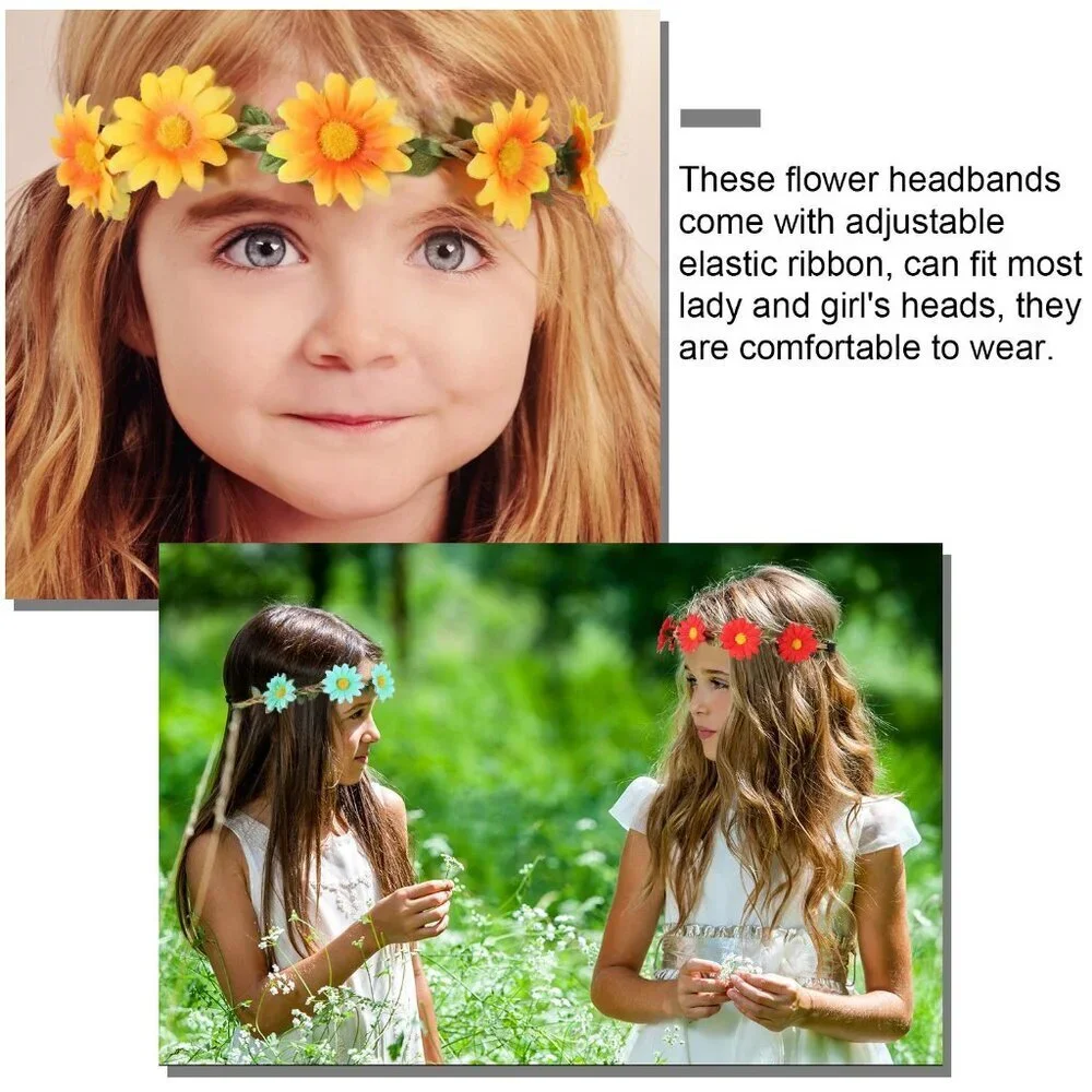 Flower Headband Girl Women Daisy Crown Floral Wreath for Festival Bridal